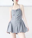 Moil Stripe Halter One Piece