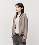 (W) Moon Pigment Waffled Zip Hoodie