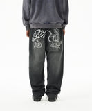 BACK LOGO WASHED DENIM PANT