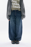 Calico raw wide denim pants