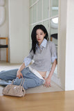 Double white layered denim