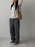 Ethnic Seersucker Wide Pants