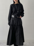 One-shoulder boat neck loose fit sweatshirt