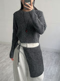 [Skirt SET] Mohair Layered Knit Two-Piece