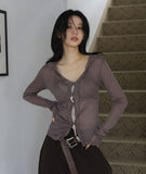 Shiny see-through frill cardigan