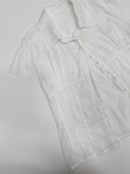 [Short sleeve ver.] Straw collar pin tuck blouse