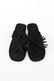 Palm tree suede tassel flip-flops