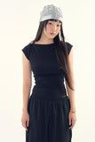 Modish ribbed cap sleeve t-shirt