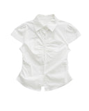 PUFF SLEEVE SHIRRING BLOUSE