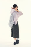 Maron check shirt hoodie