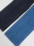 107 Pintuck High-Waist Wide Denim Pants