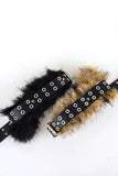 Chess Eyelet Fur Leather Belt