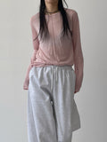 Pin-Tuck Tencel See-Through T-Shirt