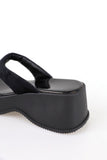 Glossy suede platform sole flip-flop mule