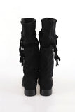 Suede tie strap long boots