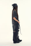 Happy destroyed wide denim pants
