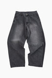 Black washed curved denim pants