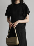 [Premium] Orea High Neck Short Sleeve Pleated T-Shirt