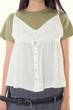Pure shirring sleeveless blouse