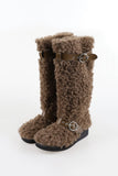 Teddy Fur Buckle Long Boots