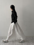 Block High Neck See-Through Blouse