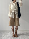 Wrinkle See-Through String Loose Fit Shirt