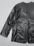 Scarlett No Collar Overfit Leather Jacket