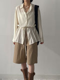 Wrinkle See-Through String Loose Fit Shirt