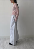 Pin-Tuck Tencel See-Through T-Shirt