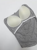 [with cup] Button ribbed sleeveless bra top