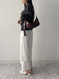 Crinkle Big Collar Wrap Blouse