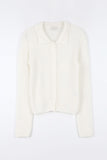 Rib mohair collar cardigan