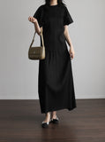 [Premium] Orea High Neck Short Sleeve Pleated T-Shirt