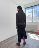 LEATHER STRING TERRY LONG SKIRT