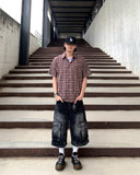 Round Curve Cargo Bermuda Denim