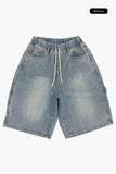 Wengen carpenter banding denim bermuda pants