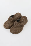 Leopard print platform sole flip flop mule