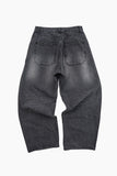 Black washed curved denim pants