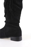 Suede tie strap long boots