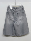 Gray Catwash Bermuda Wide Denim