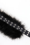 Chess Eyelet Fur Leather Belt