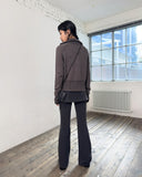 HIGH-NECK TWO-TONE KNIT ZIP-UP
