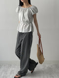 Ethnic Seersucker Wide Pants