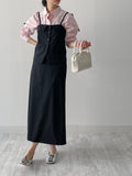 [Setup Available] Suet Stripe Long Skirt