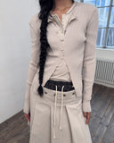 RIBBED BUTTON CARDIGAN