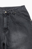 Black washed curved denim pants