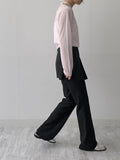 [Skirt SET] Grid pin tuck boot cut slacks