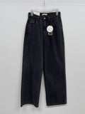 107 Pintuck High-Waist Wide Denim Pants