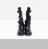 Low Buckle Biker Boots