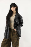Antique snap crack leather jacket
